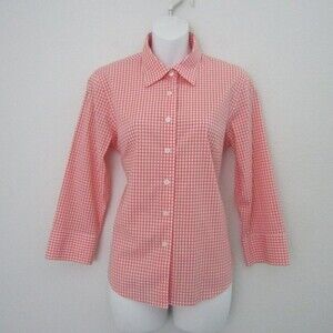 Talbots Vintage Top 6 Orange Plaid Preppy Coastal Grandma Classic Business
